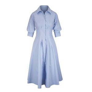 Elegant Light Blue Simkhai Women's Midi Jazz Poplin Pintuck Dress-NWT Size Small